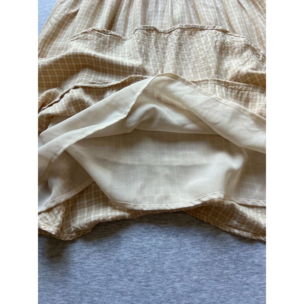 American Eagle Mini Sun Baby Doll Dress Womens Small Smocked Back Lace-Up Front - Picture 11 of 12